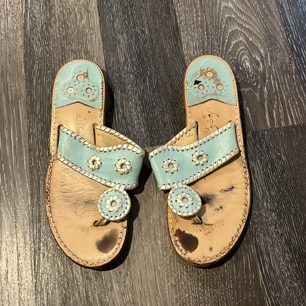 Jack Rogers Teal flip flops WORN but cannot tell when on